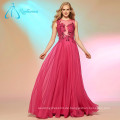 Echte Fotos Chiffon Pink Charming Scoop A-Linie Abendkleid